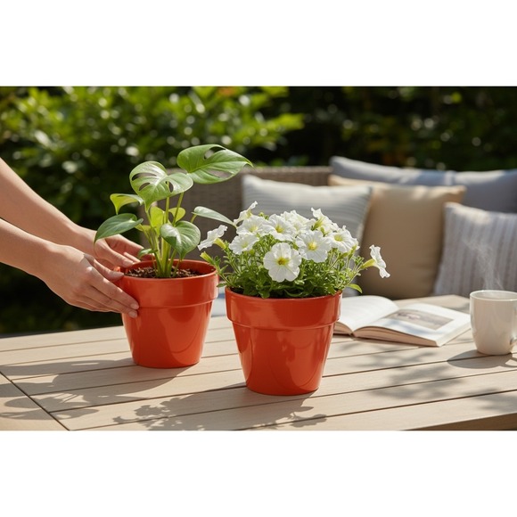 Ashland Other - Ashland Ceramic Pot Set 2 Home Decor 5in Red Very Good Glossy Summer Living